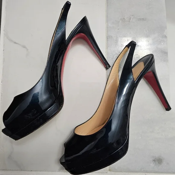 Christian Louboutin Black Slingback Heels - Picture 4 of 15